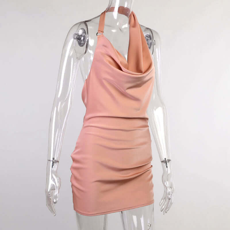 Satin V-Neck Mini Dress