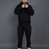 Men's Casual Loose Solid Color Hooded Sweatshirt Pants