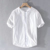 Japanese Linen Shirt Men Up-to-neck by null