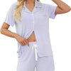 Samring Womens Pajamas Set Short Sleeve Sleepwear Button down Nightwear Shorts Soft Pj Sets S-XXL