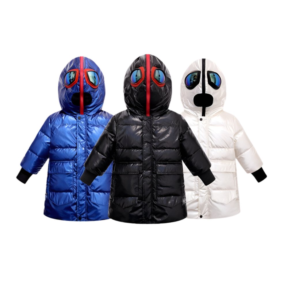 Big kids double zipper Ultraman glasses down jacket