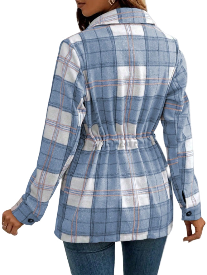 Plaid Front Button Loose Shirt