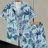 Men's Floral Print Button-Up Pajama Set with Shorts, Casual Regular Fit Short Sleeve Top and Shorts Sleepwear for Summer