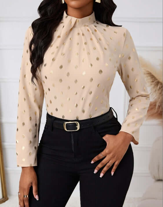 Ladies' Polka Dot Long-Sleeve Blouse