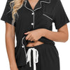 Samring Womens Pajamas Set Short Sleeve Sleepwear Button down Nightwear Shorts Soft Pj Sets S-XXL