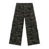 Camouflage multi-pocket wide leg straight draping washed jeans for men, suitable for daily casual wear.