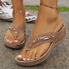 Comfortable retro flip-flops in light brown with decorative accents, designed for women, showcasing stylish casual wear.