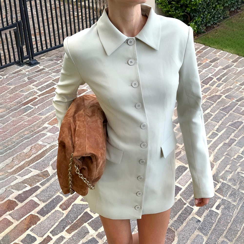 Slim Lapel Dress Fashion
