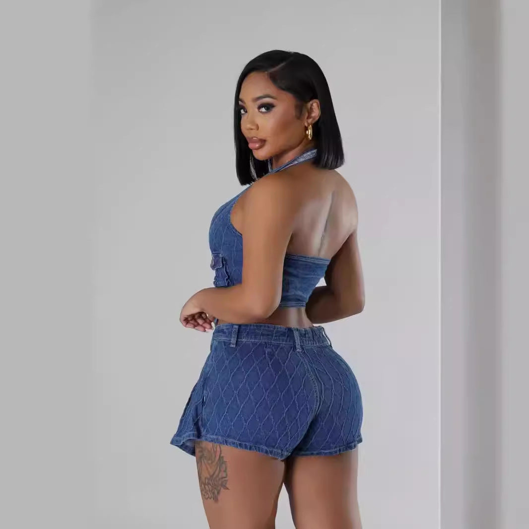 Sexy Backless Halter Set