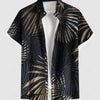 Summer Men's Fashion Trend Stripes Short Sleeve Stand Collar Shirt