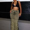 European And American Fashion Women's Wear Bandage Drawstring Hot Girl Jeans