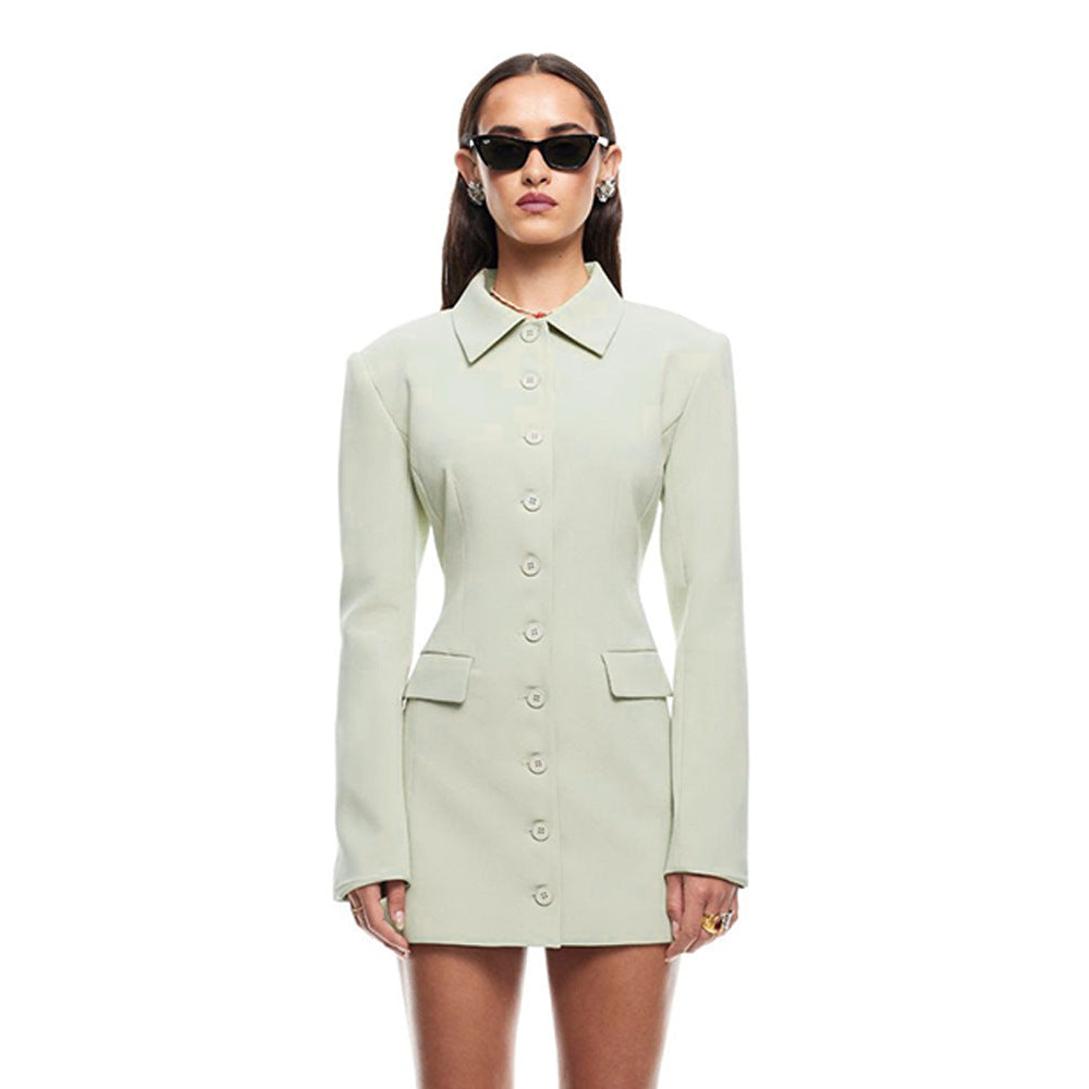 Slim Lapel Dress Fashion