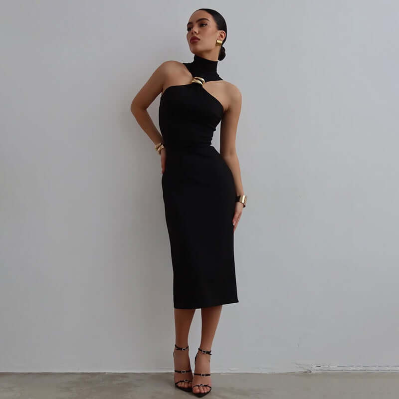 <p>Cut with fluid elegance, this silhouette glides through the evening with quiet confidence and an unmistakable sense of allure. Every movement reveals a refined presence that lingers long after the moment has passed.</p>