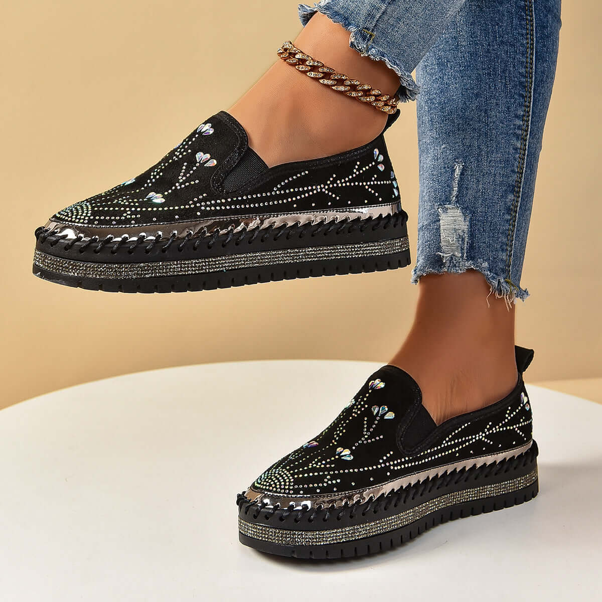 Rhinestone Slip-on Sneakers