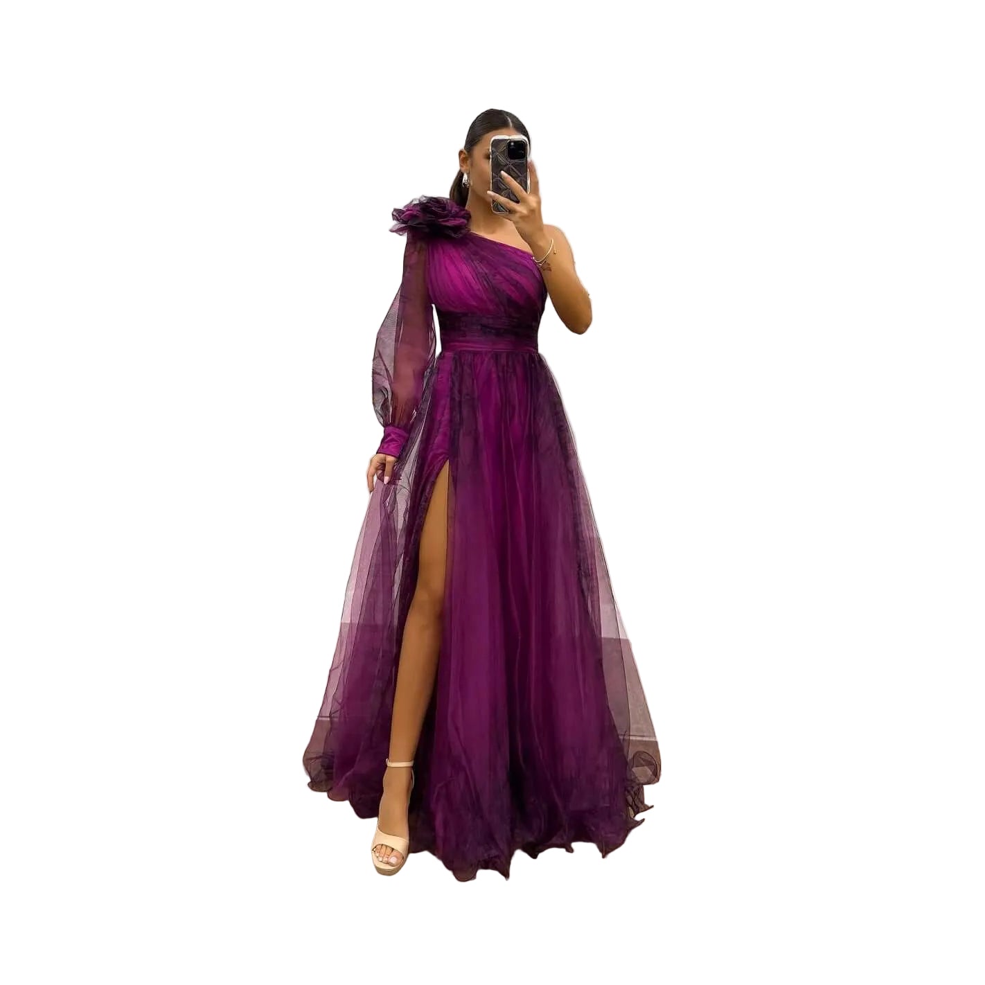<p>Cut with fluid elegance, this silhouette glides through the evening with quiet confidence and an unmistakable sense of allure. Every movement reveals a refined presence that lingers long after the moment has passed.</p>