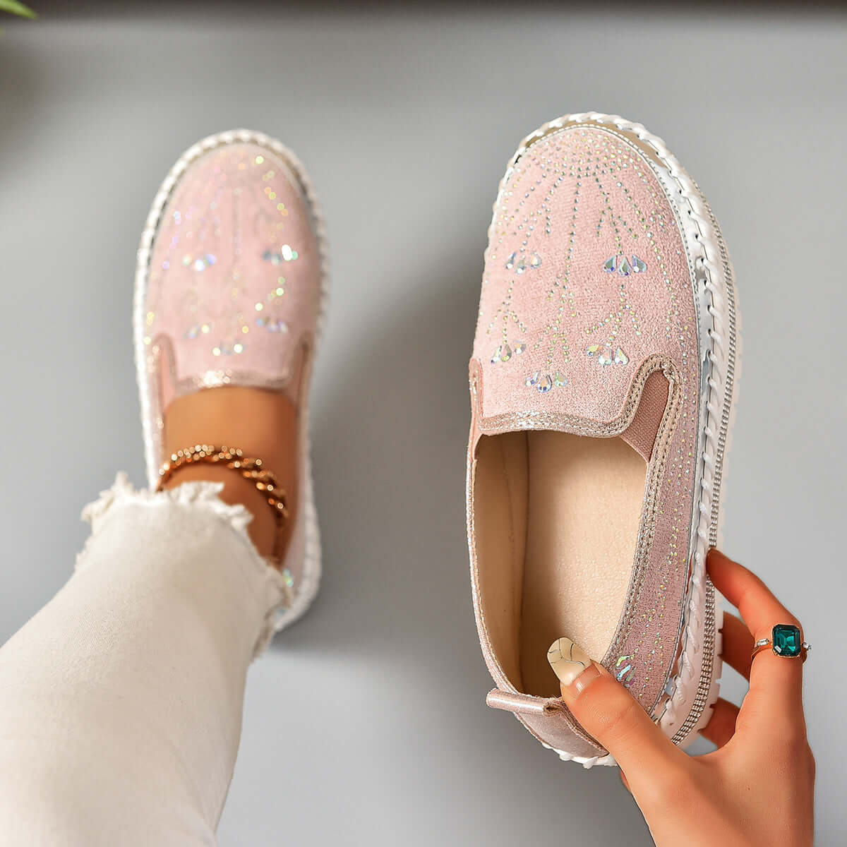 Rhinestone Slip-on Sneakers