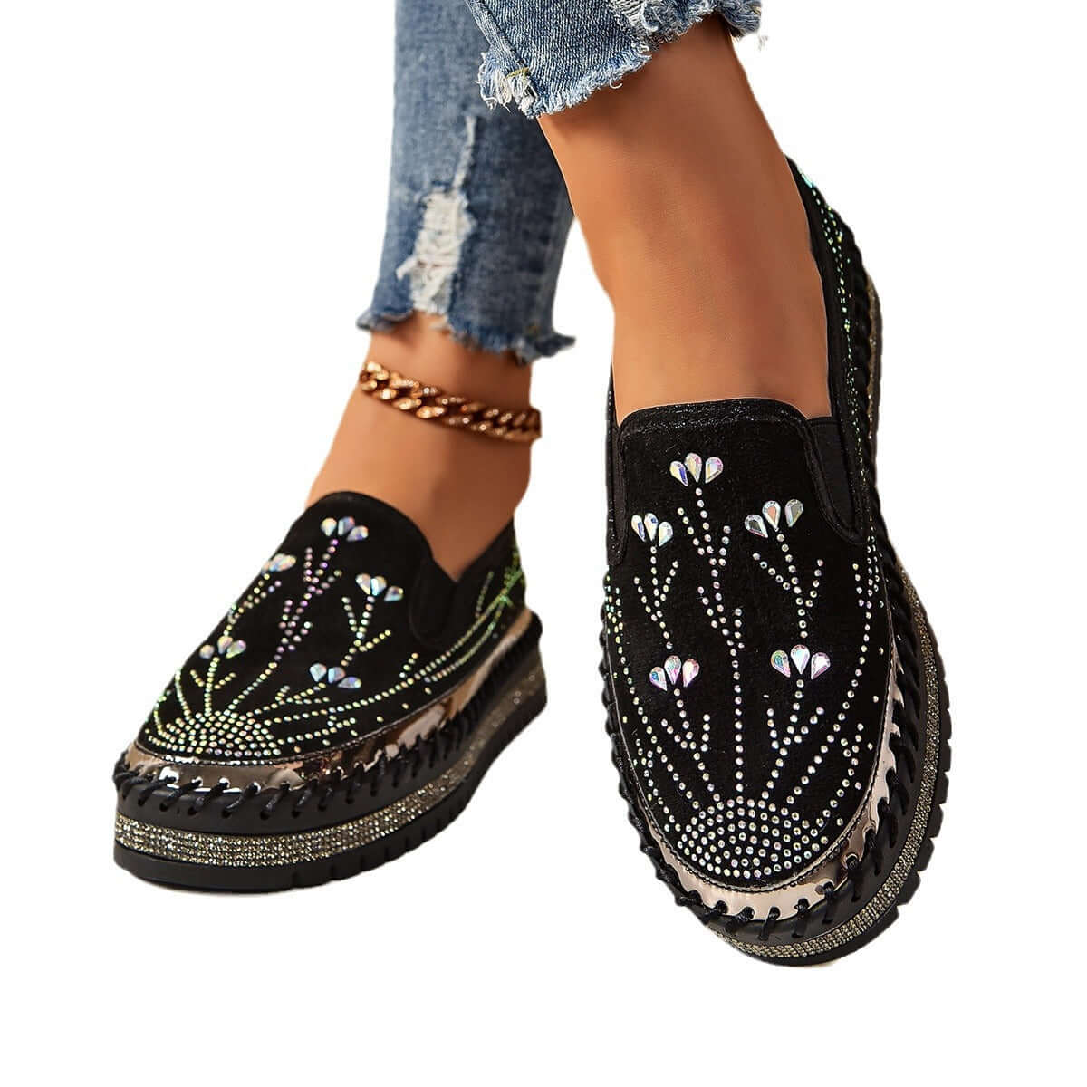 Rhinestone Slip-on Sneakers