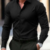 Men's Shirt Business Button Down Shirt Summer Solid Color Long Sleeve Lapel Vacation Shirt Fashion Temperament Casual Tops