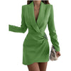 Autumn And Winter Women's Long Sleeve V-neck Party Dress Office Women