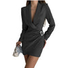 Autumn And Winter Women's Long Sleeve V-neck Party Dress Office Women
