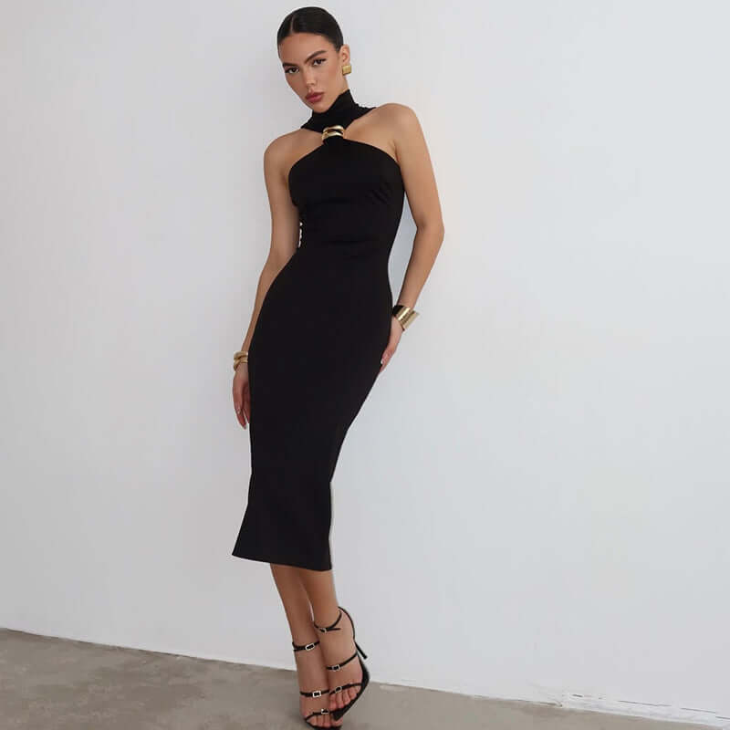 <p>Cut with fluid elegance, this silhouette glides through the evening with quiet confidence and an unmistakable sense of allure. Every movement reveals a refined presence that lingers long after the moment has passed.</p>