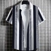 Color Simple Striped Men's 3D Printing Short Sleeve