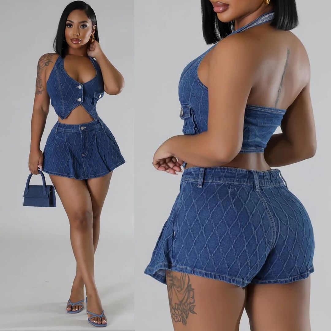 Sexy Backless Halter Set