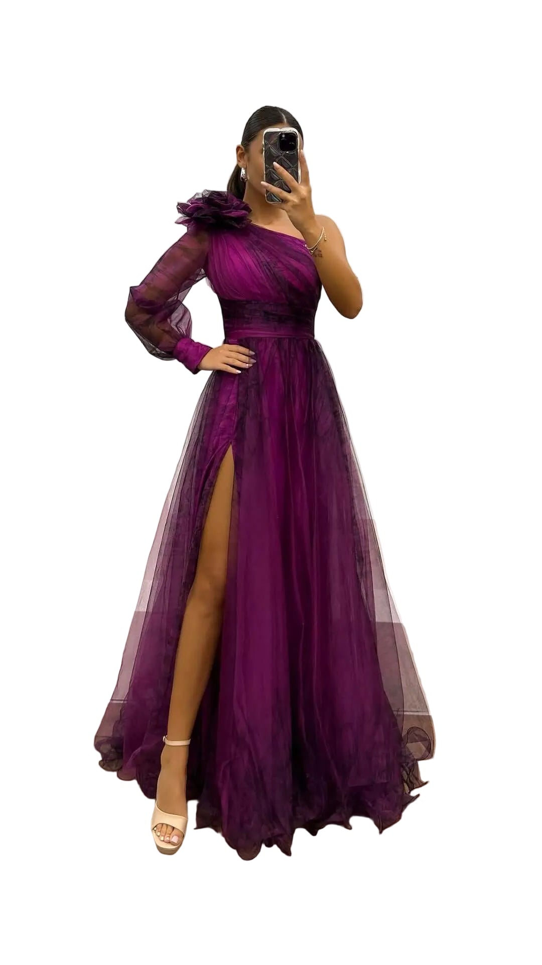 <p>Cut with fluid elegance, this silhouette glides through the evening with quiet confidence and an unmistakable sense of allure. Every movement reveals a refined presence that lingers long after the moment has passed.</p>