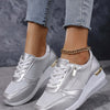 Women's Lace-up Casual Shoes FFashion Side Zipper Design Thick-soled Shoes Walking Running Sports Sneakers