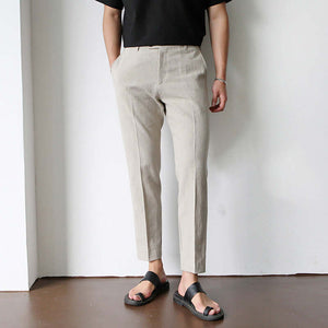 White Cotton Linen Fabric Men's Casual Pants Breathable