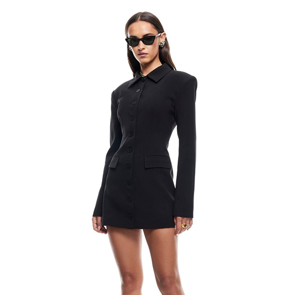 Slim Lapel Dress Fashion