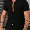 New Cardigan Stand Collar Men's Short-sleeve Shirts