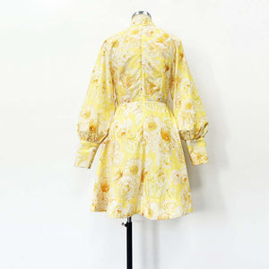 Belt Lantern Sleeve Holiday Swing Dress