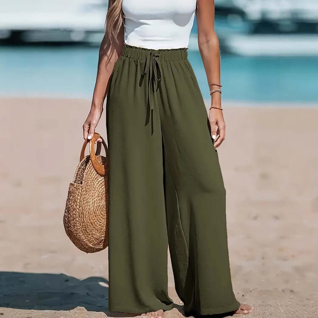 Drawstring Wide-leg Pants