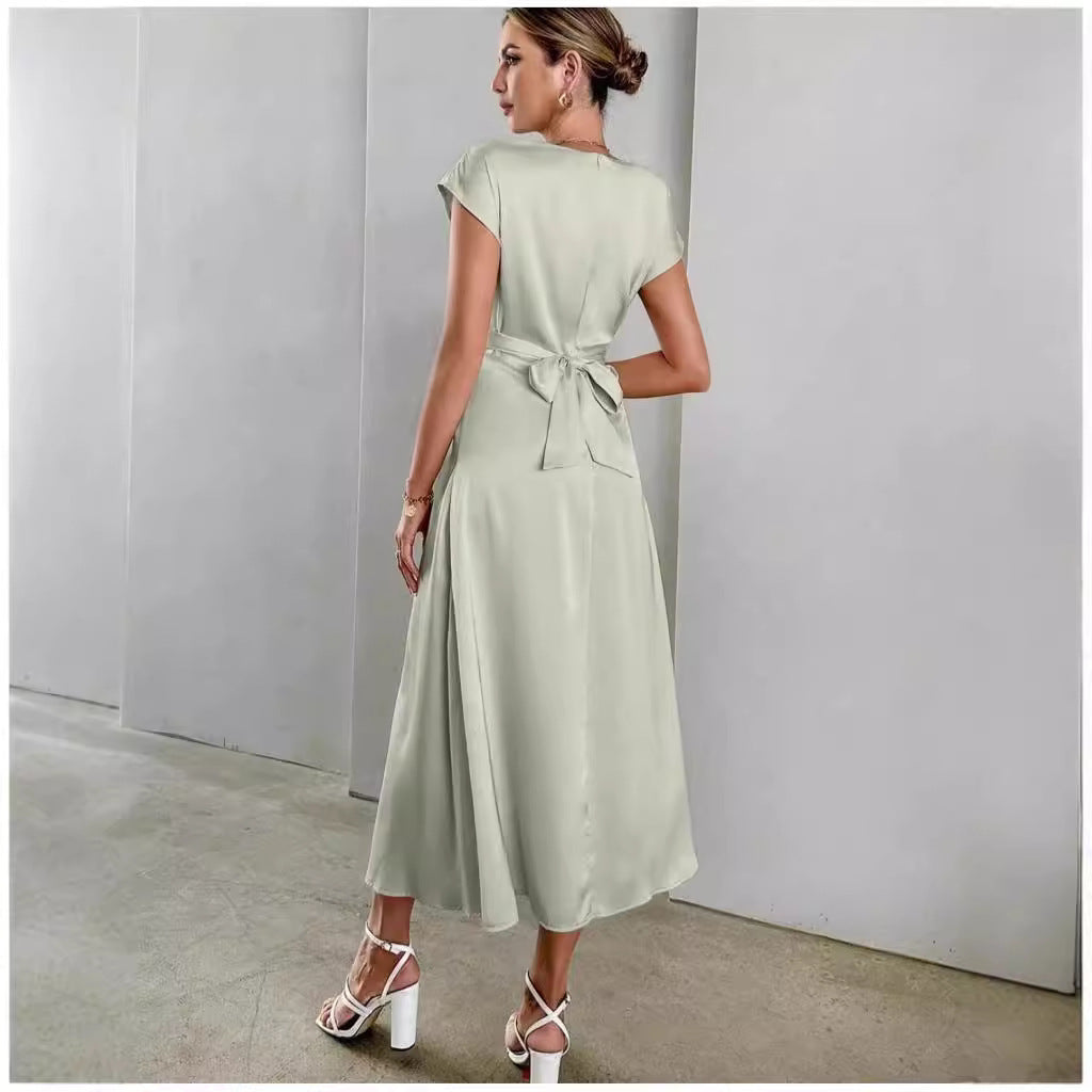 Lace-up Satin Sleeve Dress