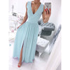 Solid V-Neck Sleeve Dress