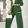 2 Pcs Set Women Suit Coat Pants Suit Lapel Long Sleeves Lady Jacket Wide Leg High Waist Trousers Female Commuting Office Outfit