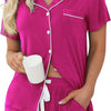 Samring Womens Pajamas Set Short Sleeve Sleepwear Button down Nightwear Shorts Soft Pj Sets S-XXL
