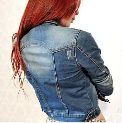 Slim Washed Blue Cotton Denim Jacket