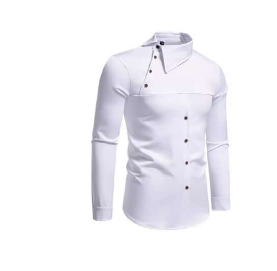 Men's Lapel Oblique Placket Asymmetric Long-sleeved Shirt