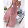 Solid V-Neck Sleeve Dress