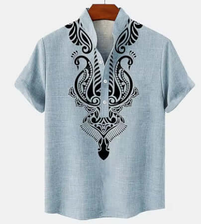 Men’s 3D Print Linen Shirt