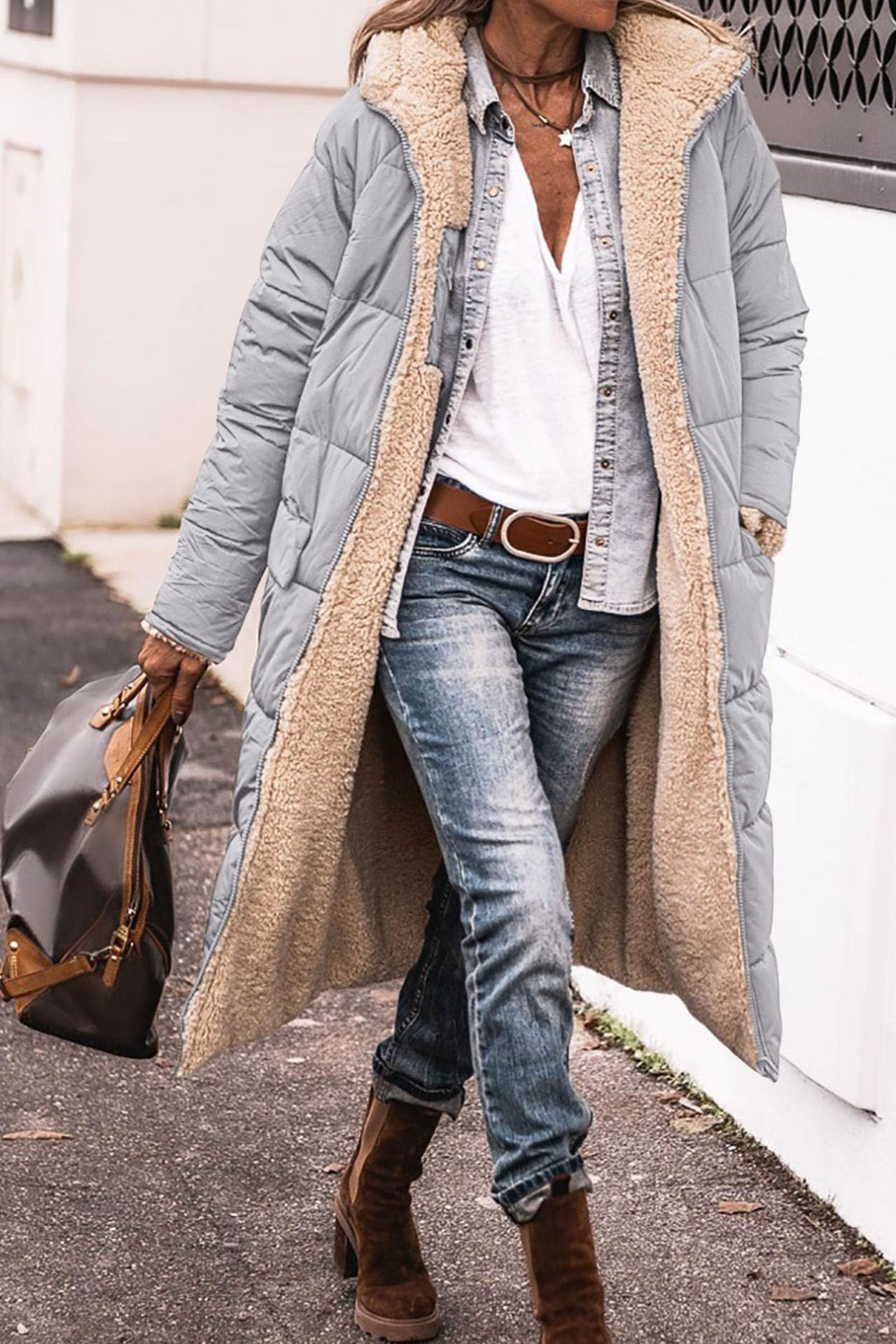 Women's Loose Cardigan Jacket — Mid-Length Winter Coat