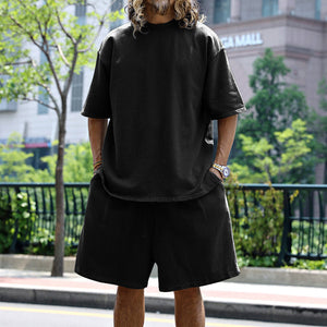 2pcs Loose Sports Round Neck Mens Clothing