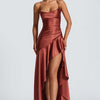 Women's Backless Ruffles Irregular Dress Summer Fashion Evening Party Club Split Suspender Maxi Dresses Clothing