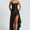 Women's Backless Ruffles Irregular Dress Summer Fashion Evening Party Club Split Suspender Maxi Dresses Clothing
