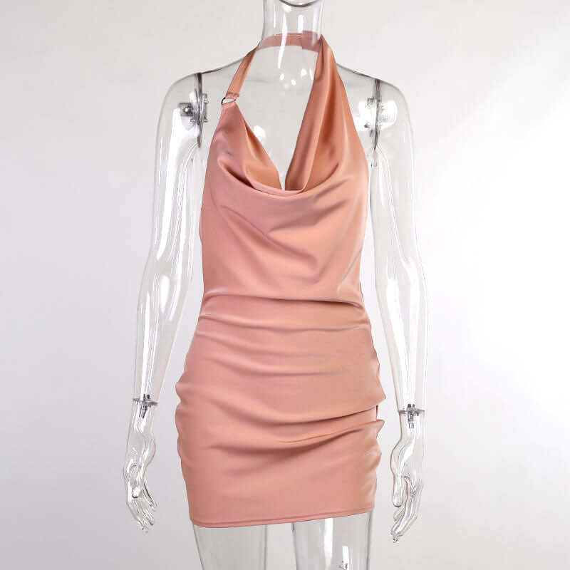 Satin V-Neck Mini Dress
