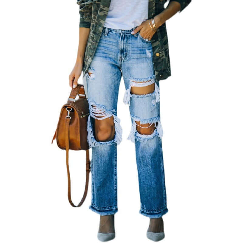 Ripped Straight Pants