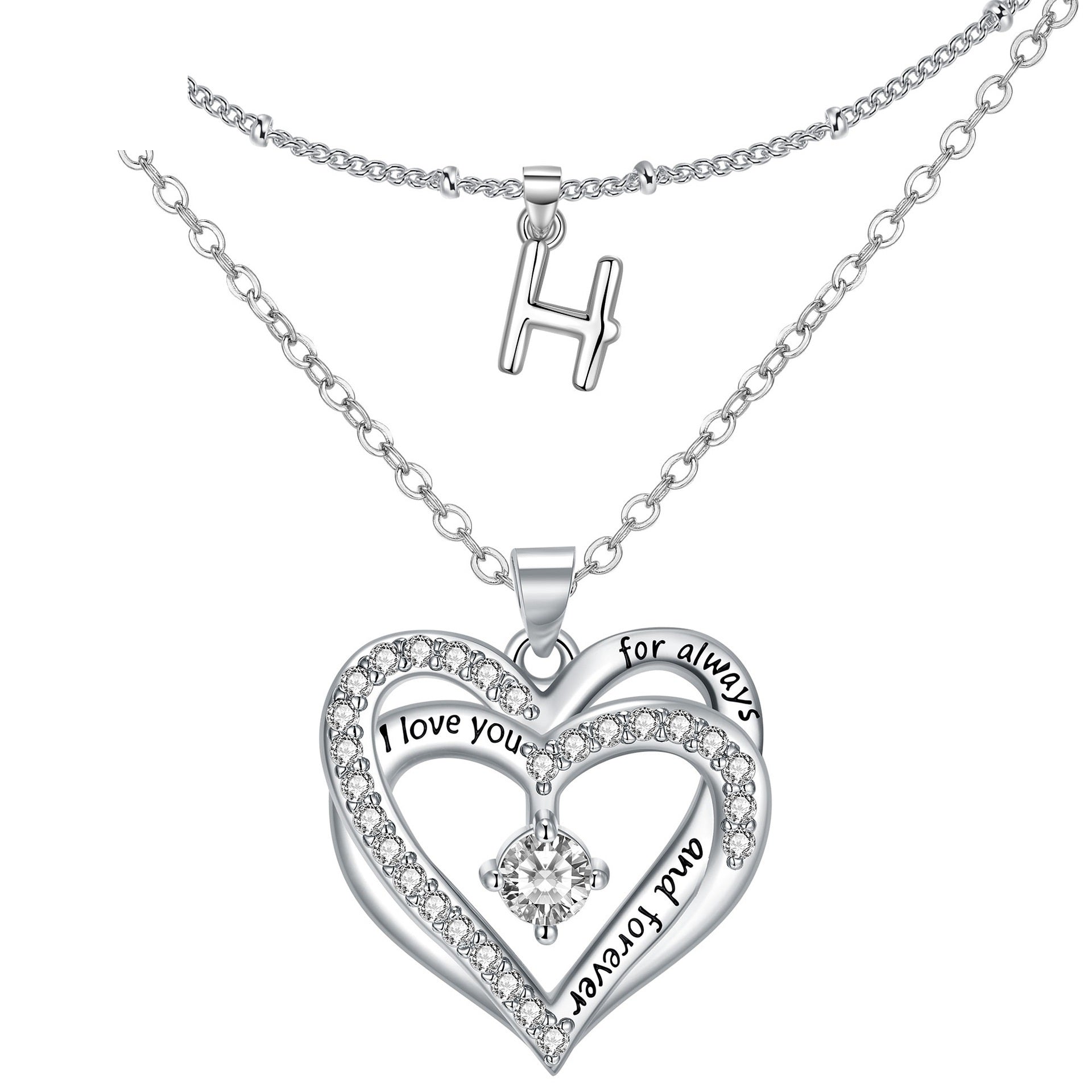Double-Heart Double-layer Necklace Romantic High-grade Pendant Female European And American Fashion Jewelry