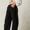 High Stretch Mid-Rise Barrel Jeans Fashion Wide Leg Shape Women Casual Baggy Mid Waist Denim Jeans